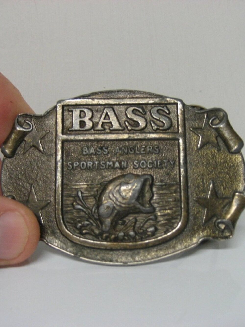 BASS bass anglers sportsman society, solid brass belt buckle
